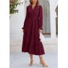 imagePRETTYGARDEN Womens Spring Fall Maxi Dress Long Sleeve V Neck Tiered Ruffle Flowy A Line Cocktail Party DressesDark Wine Red