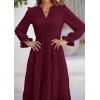 imagePRETTYGARDEN Womens Spring Fall Maxi Dress Long Sleeve V Neck Tiered Ruffle Flowy A Line Cocktail Party DressesDark Wine Red
