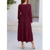 imagePRETTYGARDEN Womens Spring Fall Maxi Dress Long Sleeve V Neck Tiered Ruffle Flowy A Line Cocktail Party DressesDark Wine Red