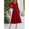 imagePRETTYGARDEN Womens Spring Fall Maxi Dress Long Sleeve V Neck Tiered Ruffle Flowy A Line Cocktail Party DressesJujube Red
