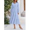 imagePRETTYGARDEN Womens Spring Fall Maxi Dress Long Sleeve V Neck Tiered Ruffle Flowy A Line Cocktail Party DressesLight Blue