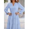 imagePRETTYGARDEN Womens Spring Fall Maxi Dress Long Sleeve V Neck Tiered Ruffle Flowy A Line Cocktail Party DressesLight Blue