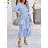 imagePRETTYGARDEN Womens Spring Fall Maxi Dress Long Sleeve V Neck Tiered Ruffle Flowy A Line Cocktail Party DressesLight Blue