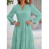 imagePRETTYGARDEN Womens Spring Fall Maxi Dress Long Sleeve V Neck Tiered Ruffle Flowy A Line Cocktail Party DressesLight Green