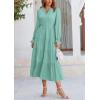 imagePRETTYGARDEN Womens Spring Fall Maxi Dress Long Sleeve V Neck Tiered Ruffle Flowy A Line Cocktail Party DressesLight Green