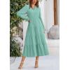 imagePRETTYGARDEN Womens Spring Fall Maxi Dress Long Sleeve V Neck Tiered Ruffle Flowy A Line Cocktail Party DressesLight Green