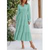 imagePRETTYGARDEN Womens Spring Fall Maxi Dress Long Sleeve V Neck Tiered Ruffle Flowy A Line Cocktail Party DressesLight Green