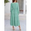 imagePRETTYGARDEN Womens Spring Fall Maxi Dress Long Sleeve V Neck Tiered Ruffle Flowy A Line Cocktail Party DressesLight Green