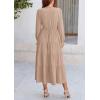 imagePRETTYGARDEN Womens Spring Fall Maxi Dress Long Sleeve V Neck Tiered Ruffle Flowy A Line Cocktail Party DressesLight Khaki