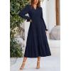 imagePRETTYGARDEN Womens Spring Fall Maxi Dress Long Sleeve V Neck Tiered Ruffle Flowy A Line Cocktail Party DressesNavy