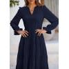 imagePRETTYGARDEN Womens Spring Fall Maxi Dress Long Sleeve V Neck Tiered Ruffle Flowy A Line Cocktail Party DressesNavy