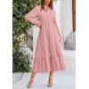 imagePRETTYGARDEN Womens Spring Fall Maxi Dress Long Sleeve V Neck Tiered Ruffle Flowy A Line Cocktail Party DressesPink
