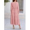 imagePRETTYGARDEN Womens Spring Fall Maxi Dress Long Sleeve V Neck Tiered Ruffle Flowy A Line Cocktail Party DressesPink