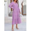 imagePRETTYGARDEN Womens Spring Fall Maxi Dress Long Sleeve V Neck Tiered Ruffle Flowy A Line Cocktail Party DressesPurple