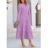 imagePRETTYGARDEN Womens Spring Fall Maxi Dress Long Sleeve V Neck Tiered Ruffle Flowy A Line Cocktail Party DressesPurple