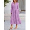 imagePRETTYGARDEN Womens Spring Fall Maxi Dress Long Sleeve V Neck Tiered Ruffle Flowy A Line Cocktail Party DressesPurple