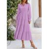 imagePRETTYGARDEN Womens Spring Fall Maxi Dress Long Sleeve V Neck Tiered Ruffle Flowy A Line Cocktail Party DressesPurple