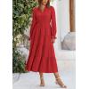 imagePRETTYGARDEN Womens Spring Fall Maxi Dress Long Sleeve V Neck Tiered Ruffle Flowy A Line Cocktail Party DressesRed