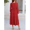 imagePRETTYGARDEN Womens Spring Fall Maxi Dress Long Sleeve V Neck Tiered Ruffle Flowy A Line Cocktail Party DressesRed