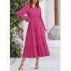 imagePRETTYGARDEN Womens Spring Fall Maxi Dress Long Sleeve V Neck Tiered Ruffle Flowy A Line Cocktail Party DressesRose Red