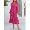 imagePRETTYGARDEN Womens Spring Fall Maxi Dress Long Sleeve V Neck Tiered Ruffle Flowy A Line Cocktail Party DressesRose Red