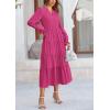 imagePRETTYGARDEN Womens Spring Fall Maxi Dress Long Sleeve V Neck Tiered Ruffle Flowy A Line Cocktail Party DressesRose Red