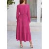 imagePRETTYGARDEN Womens Spring Fall Maxi Dress Long Sleeve V Neck Tiered Ruffle Flowy A Line Cocktail Party DressesRose Red