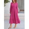 imagePRETTYGARDEN Womens Spring Fall Maxi Dress Long Sleeve V Neck Tiered Ruffle Flowy A Line Cocktail Party DressesRose Red