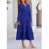 imagePRETTYGARDEN Womens Spring Fall Maxi Dress Long Sleeve V Neck Tiered Ruffle Flowy A Line Cocktail Party DressesRoyal Blue