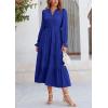 imagePRETTYGARDEN Womens Spring Fall Maxi Dress Long Sleeve V Neck Tiered Ruffle Flowy A Line Cocktail Party DressesRoyal Blue