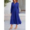 imagePRETTYGARDEN Womens Spring Fall Maxi Dress Long Sleeve V Neck Tiered Ruffle Flowy A Line Cocktail Party DressesRoyal Blue