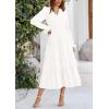 imagePRETTYGARDEN Womens Spring Fall Maxi Dress Long Sleeve V Neck Tiered Ruffle Flowy A Line Cocktail Party DressesWhite