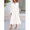 imagePRETTYGARDEN Womens Spring Fall Maxi Dress Long Sleeve V Neck Tiered Ruffle Flowy A Line Cocktail Party DressesWhite
