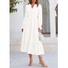 imagePRETTYGARDEN Womens Spring Fall Maxi Dress Long Sleeve V Neck Tiered Ruffle Flowy A Line Cocktail Party DressesWhite