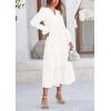 imagePRETTYGARDEN Womens Spring Fall Maxi Dress Long Sleeve V Neck Tiered Ruffle Flowy A Line Cocktail Party DressesWhite