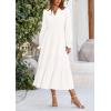 imagePRETTYGARDEN Womens Spring Fall Maxi Dress Long Sleeve V Neck Tiered Ruffle Flowy A Line Cocktail Party DressesWhite