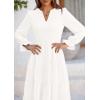imagePRETTYGARDEN Womens Spring Fall Maxi Dress Long Sleeve V Neck Tiered Ruffle Flowy A Line Cocktail Party DressesWhite