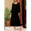 imagePRETTYGARDEN Womens Spring Long Sleeve Smocked Maxi Dress Casual Square Neck Swiss Dot Tiered Ruffle Flowy Pocket DressesBlack