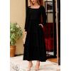 imagePRETTYGARDEN Womens Spring Long Sleeve Smocked Maxi Dress Casual Square Neck Swiss Dot Tiered Ruffle Flowy Pocket DressesBlack