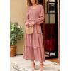 imagePRETTYGARDEN Womens Spring Long Sleeve Smocked Maxi Dress Casual Square Neck Swiss Dot Tiered Ruffle Flowy Pocket DressesDusty Pink