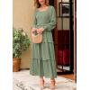 imagePRETTYGARDEN Womens Spring Long Sleeve Smocked Maxi Dress Casual Square Neck Swiss Dot Tiered Ruffle Flowy Pocket DressesGrey Green