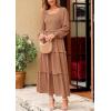 imagePRETTYGARDEN Womens Spring Long Sleeve Smocked Maxi Dress Casual Square Neck Swiss Dot Tiered Ruffle Flowy Pocket DressesKhaki