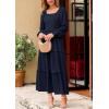 imagePRETTYGARDEN Womens Spring Long Sleeve Smocked Maxi Dress Casual Square Neck Swiss Dot Tiered Ruffle Flowy Pocket DressesNavy