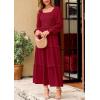 imagePRETTYGARDEN Womens Spring Long Sleeve Smocked Maxi Dress Casual Square Neck Swiss Dot Tiered Ruffle Flowy Pocket DressesRed