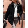 imagePRETTYGARDEN Womens Winter Faux Fur Coats Long Sleeve Lapel Button Down Pockets Fleece Sherpa Jacket Casual Trendy OuterwearBlack