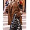 imagePRETTYGARDEN Womens Winter Faux Fur Coats Long Sleeve Lapel Button Down Pockets Fleece Sherpa Jacket Casual Trendy OuterwearBrown