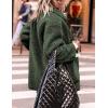 imagePRETTYGARDEN Womens Winter Faux Fur Coats Long Sleeve Lapel Button Down Pockets Fleece Sherpa Jacket Casual Trendy OuterwearDark Army Green