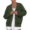 imagePRETTYGARDEN Womens Cardigan Sweaters Long Sleeve Open Front Button Up V Neck Ribbed Knit Winter Sweater JacketsArmy Green