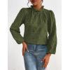 imagePRETTYGARDEN Tops for Women Trendy 2025 Spring Long Sleeve Blouses Dressy Casual Embroidered Eyelet Going Out ShirtsArmy Green