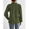 imagePRETTYGARDEN Tops for Women Trendy 2025 Spring Long Sleeve Blouses Dressy Casual Embroidered Eyelet Going Out ShirtsArmy Green
